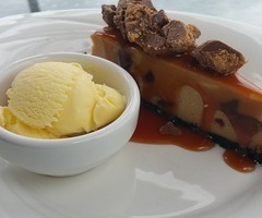 Peanut Butter Cheese Cake with Buttered Popcorn Ice Cream